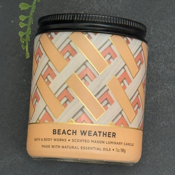 BBW Beach Weather Bath & Body Works Mason Jar Single Wick Candle - Picture 5 of 10